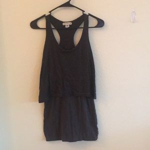 Gray and black stripped mini dress
